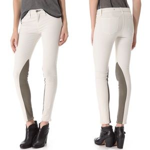Rag & Bone Jodhpur White Jeans with Suede Accents